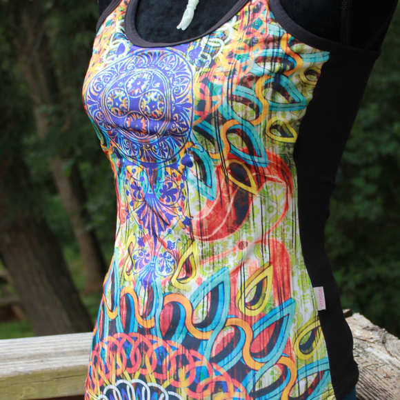 Boho Rainbow Zen Yoga Racerback Bra Cami Top Med - Picture 4 of 8
